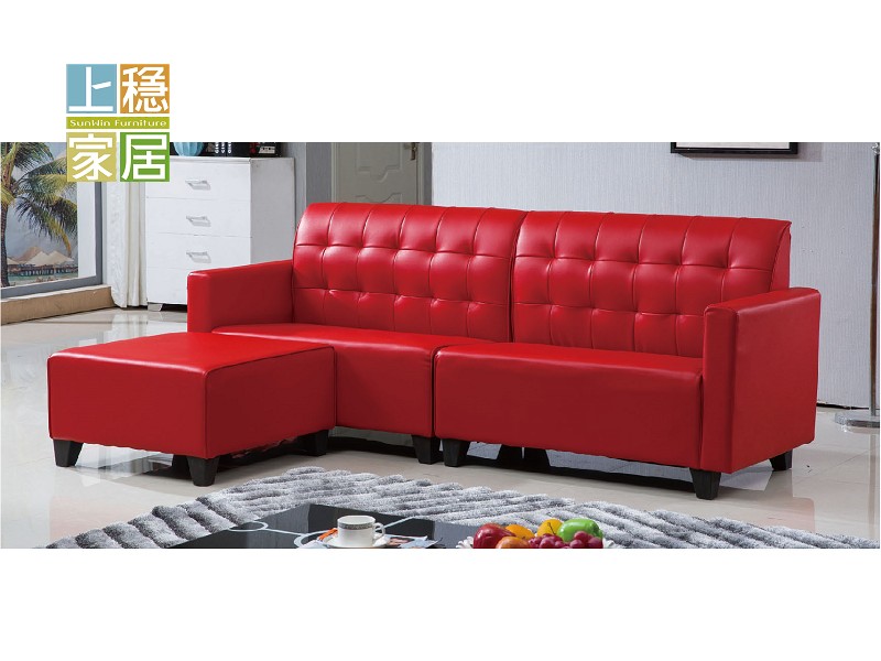 #貴妃椅 #紅色皮沙發 #L型沙發 